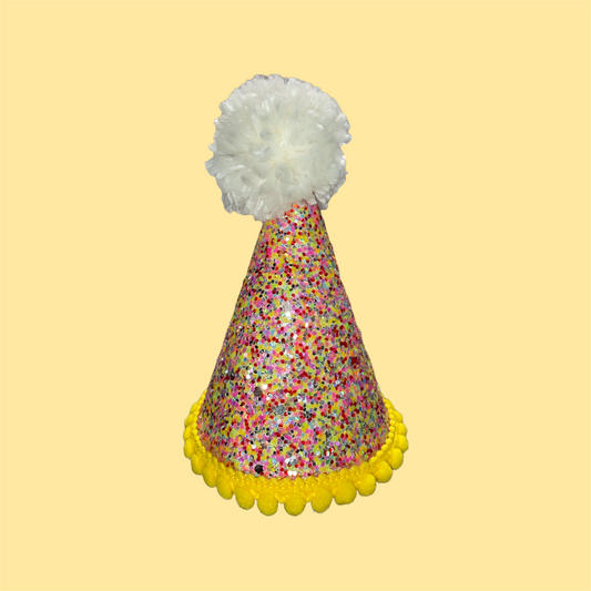 Paw-ty Hat: White Pom / Yellow Trim